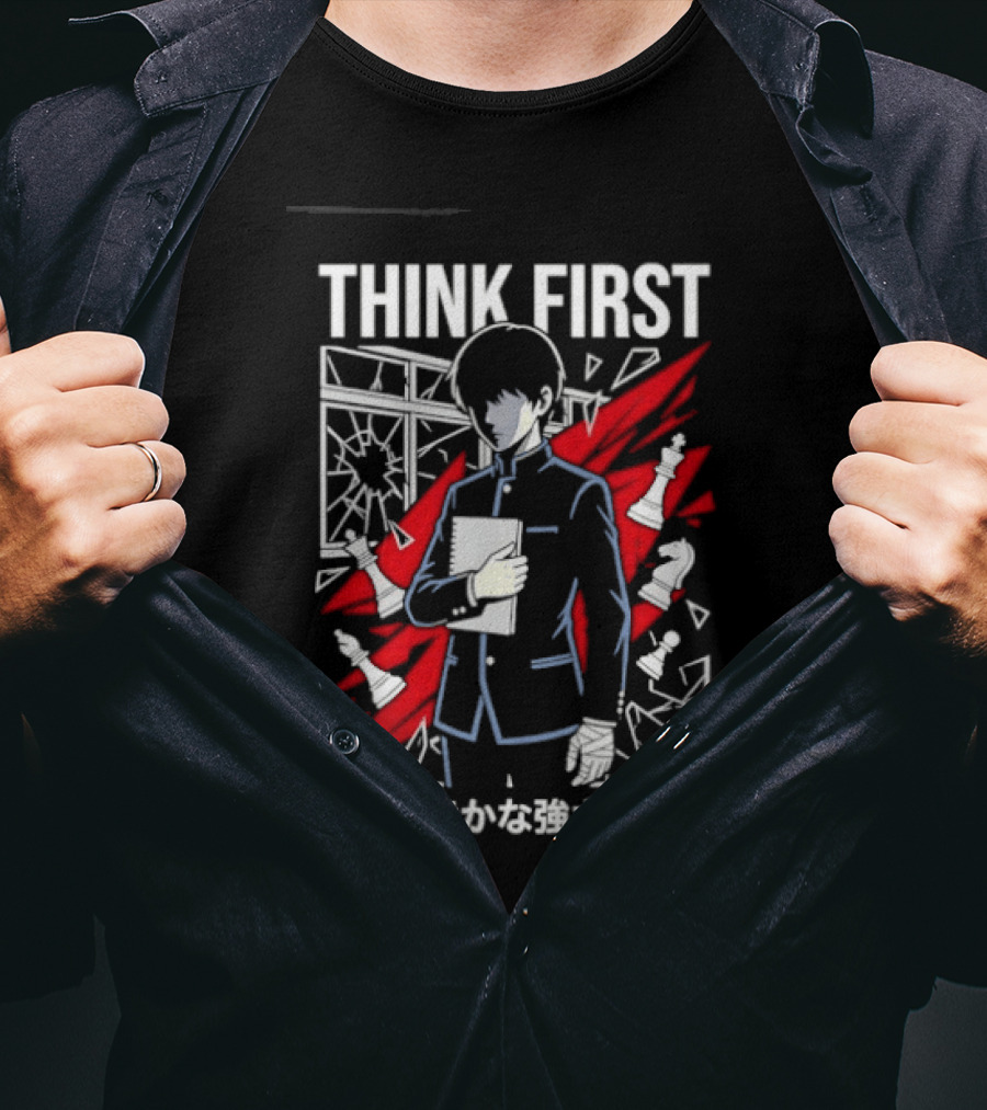Think First Shizukana Tsuyosa Anime Chess Character With Red And White T-Shirt
