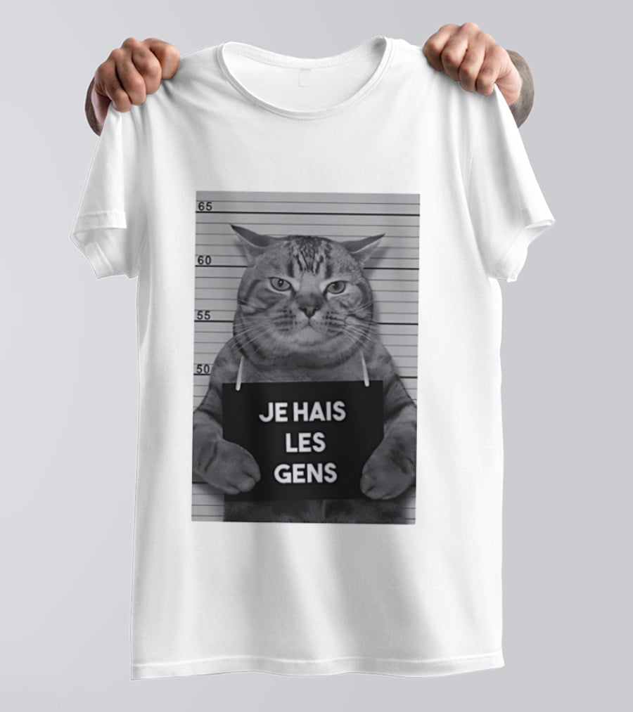 Je Hais Les Gens Shot Cat French T-Shirt