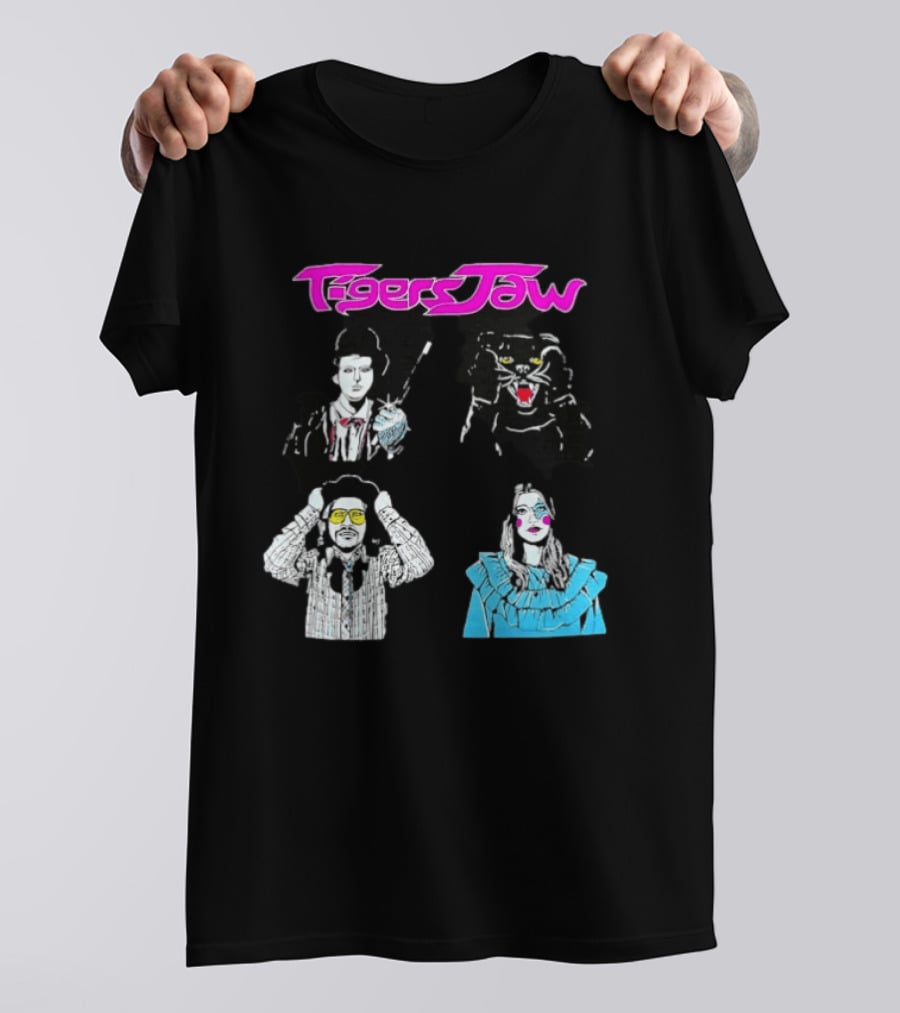 Tigers Jaw Band Members Indie Rock Retro Style Illustrated Portraits T-Shirt