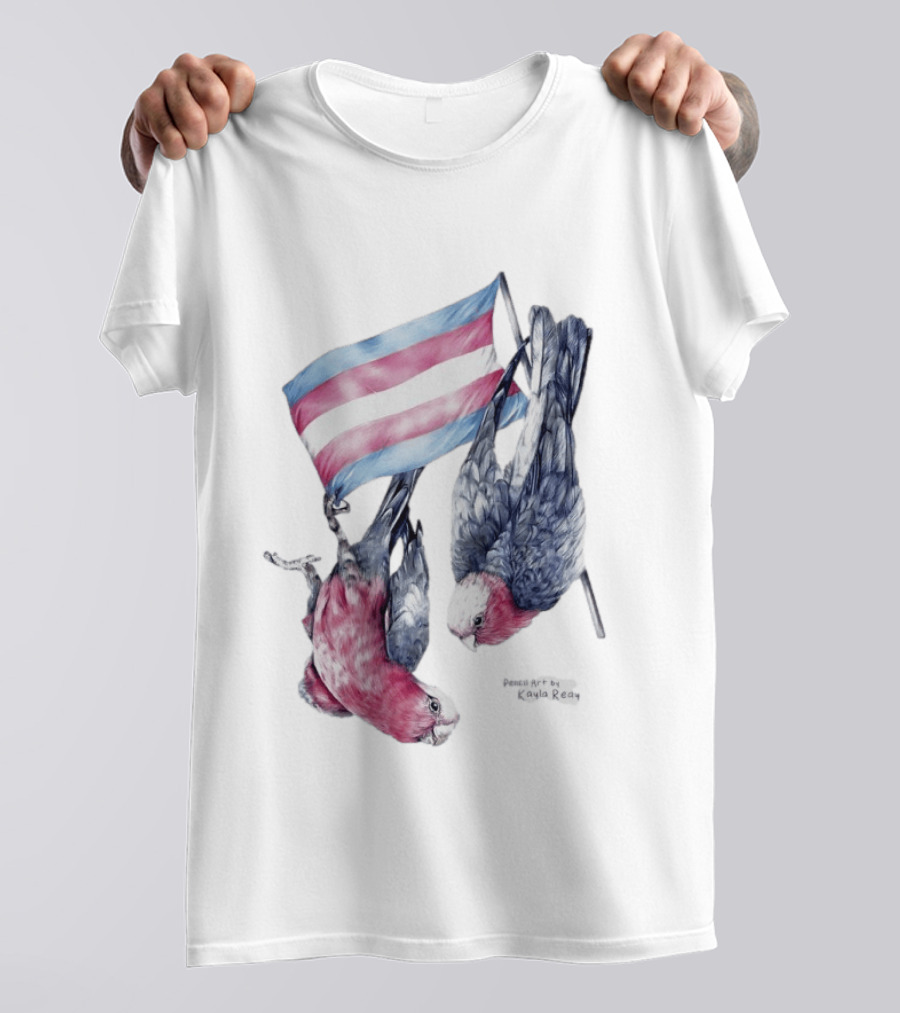 Trans Pride Flag Galah Parrots By Kayla Reay T-Shirt