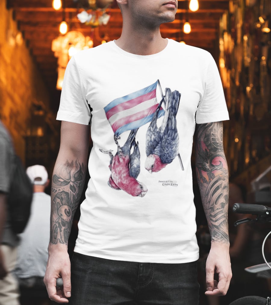 Trans Pride Flag Galah Parrots By Kayla Reay T-Shirt
