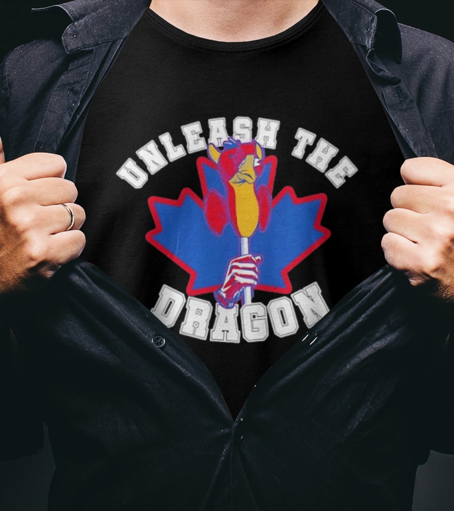 Unleash The Dragon Toronto Blue Jays Home Run Dragon Maple Leaf T-Shirt