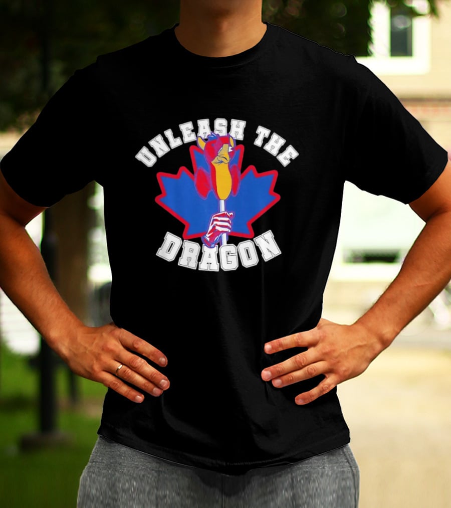 Unleash The Dragon Toronto Blue Jays Home Run Dragon Maple Leaf T-Shirt