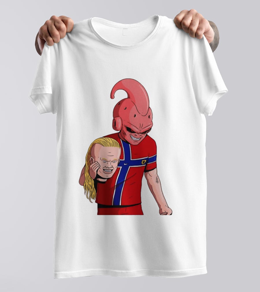 Majin Buu Holding Erling Haaland With Norway Football Jersey T-Shirt