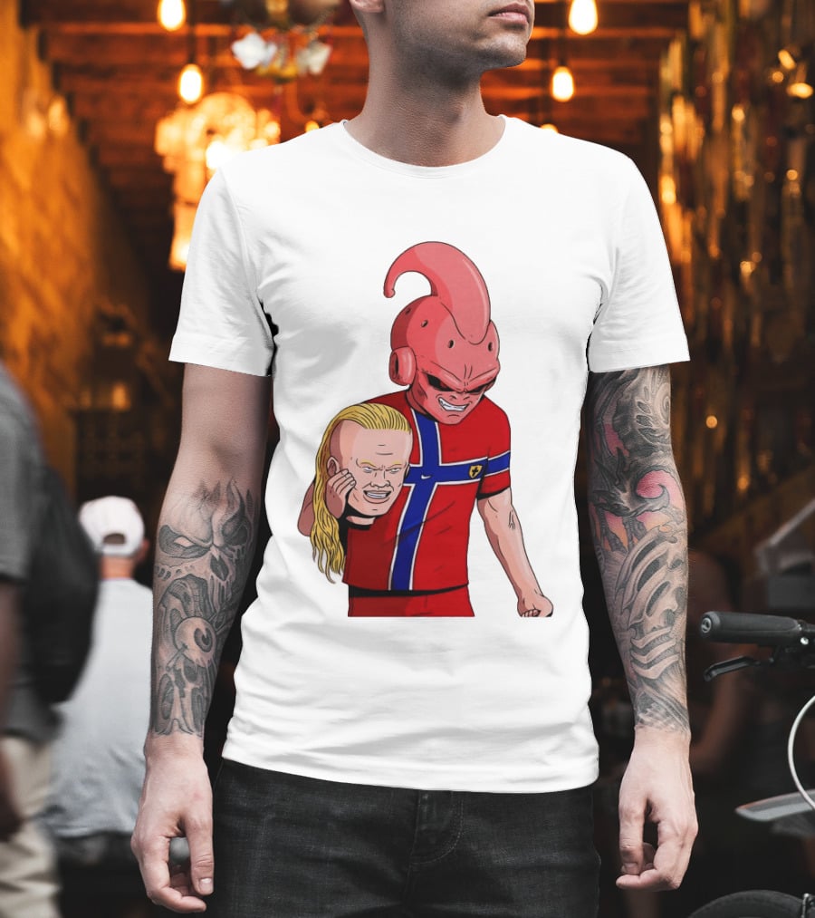 Majin Buu Holding Erling Haaland With Norway Football Jersey T-Shirt