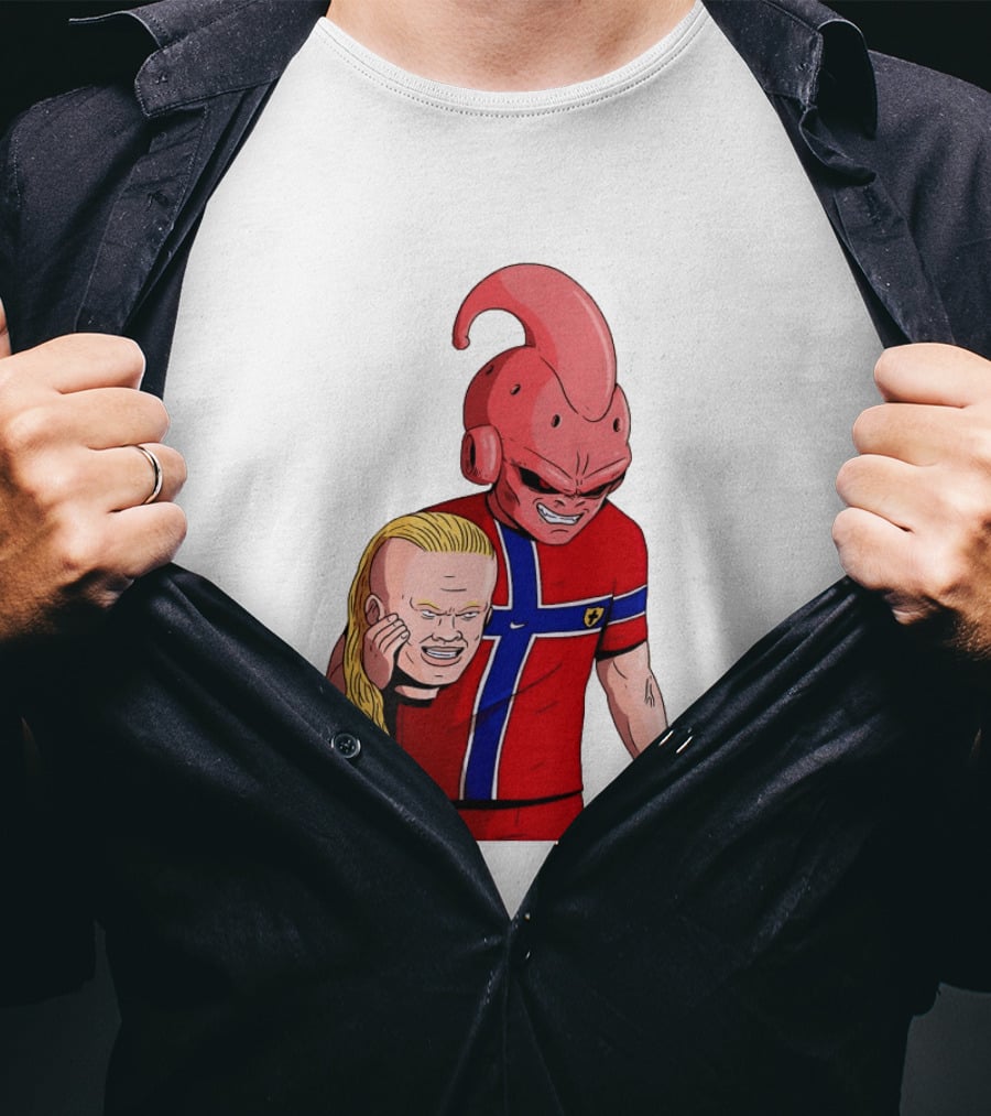 Majin Buu Holding Erling Haaland With Norway Football Jersey T-Shirt