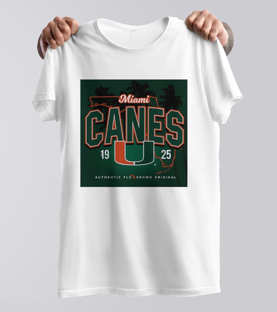 Miami Hurricanes Canes U Authentic Flo Grown 1925 Palm Trees T-Shirt