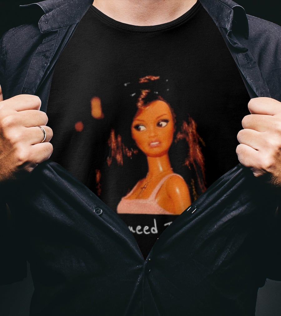 Y'all Need Jesus Doll Funny Meme Brown Hair Orange Dress T-Shirt