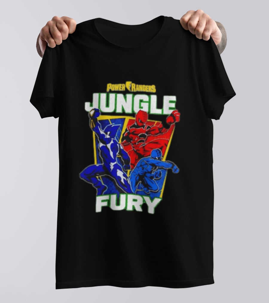 Power Rangers Jungle Fury Red And Blue Rangers Action Poses T-Shirt