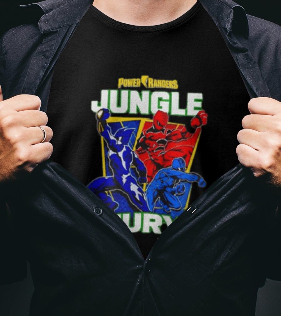 Power Rangers Jungle Fury Red And Blue Rangers Action Poses T-Shirt