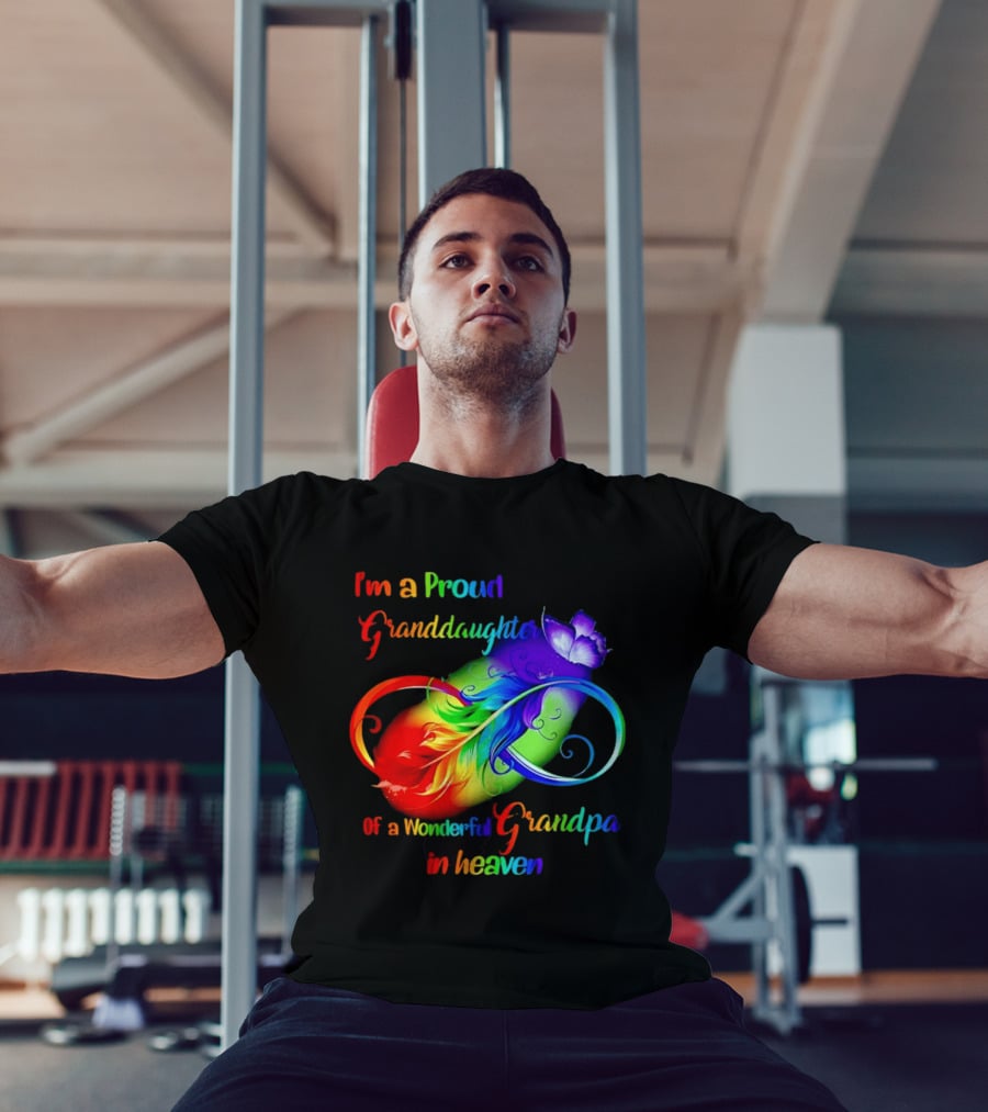 I'm A Proud Granddaughter Of A Wonderful Grandpa In Heaven With Heart And Wings T-Shirt