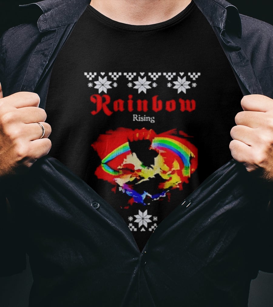 Rainbow Rising Christmas Ugly Sweater Starry T-Shirt