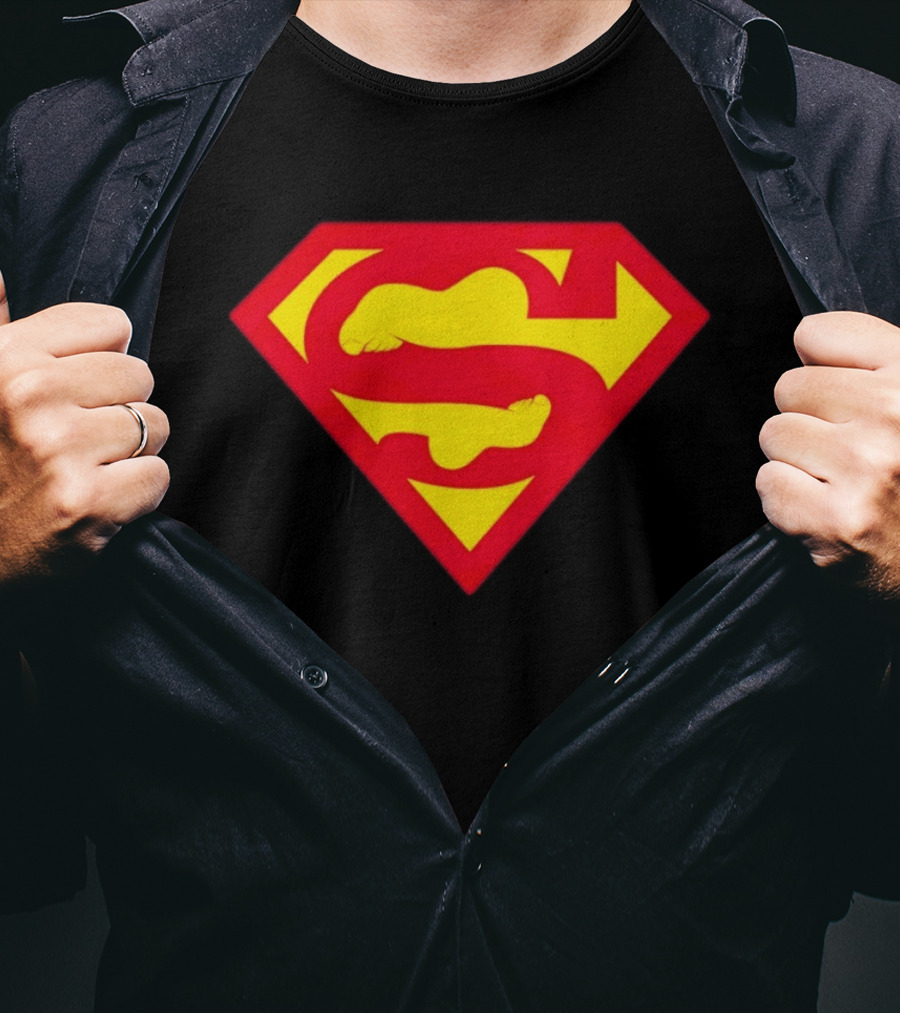 Superfeet Superman Inspired Red Yellow Emblem With Feet T-Shirt