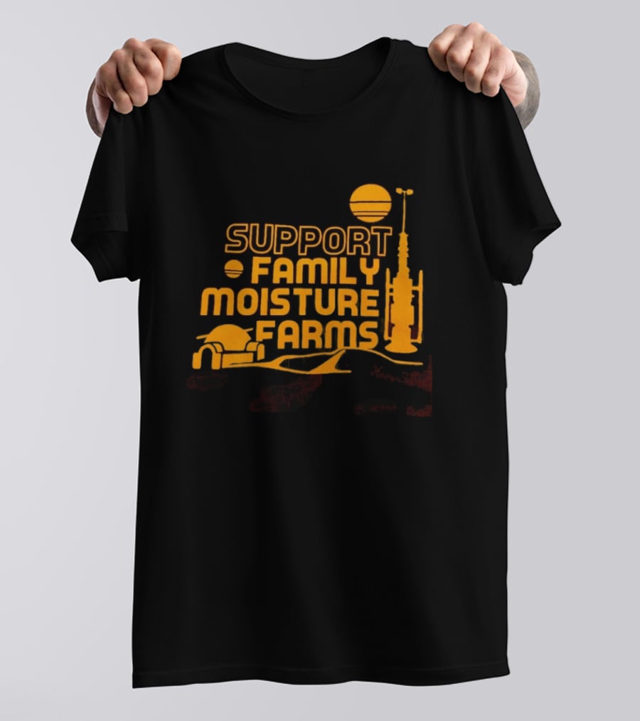 Support Family Moisture Farms Tatooine Landspeeder Sunset Scene T-Shirt