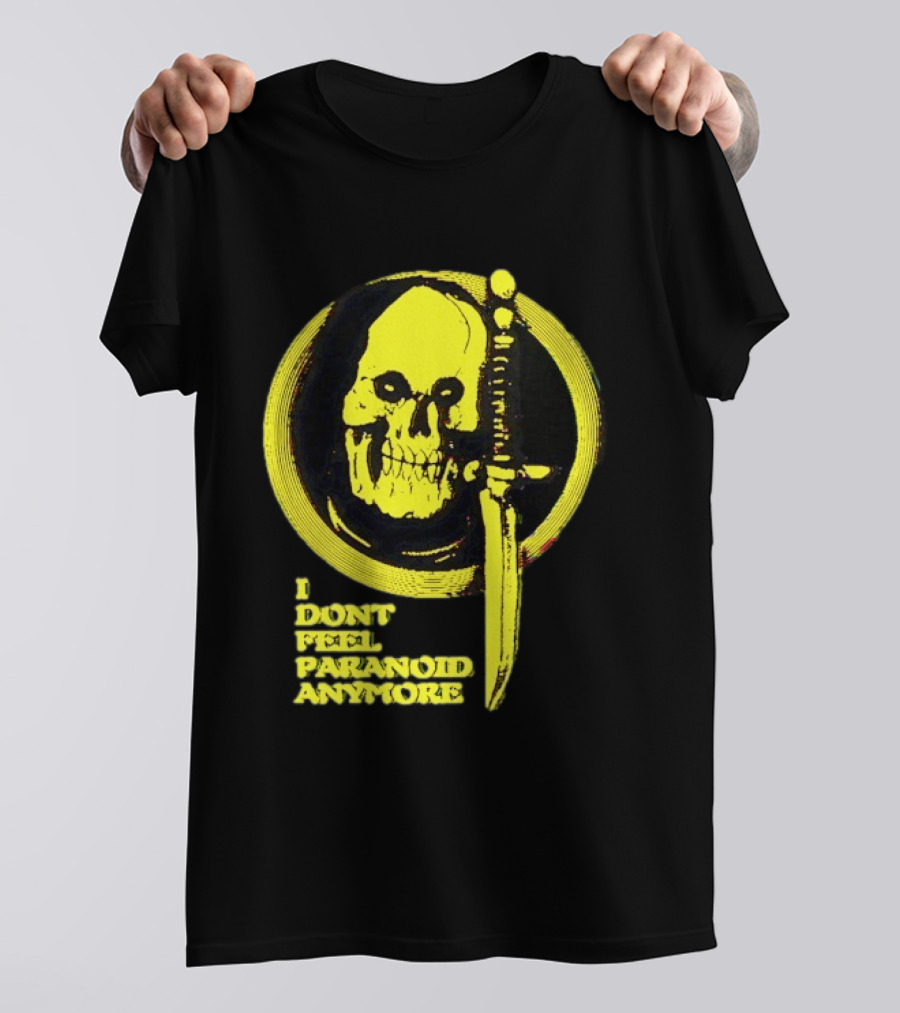 I Don't Feel Paranoid Anymore Skull Dagger Retro Horror Vibe T-Shirt