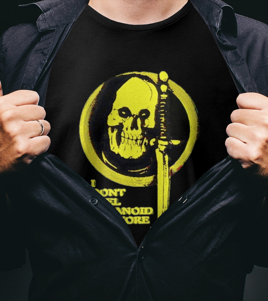 I Don't Feel Paranoid Anymore Skull Dagger Retro Horror Vibe T-Shirt