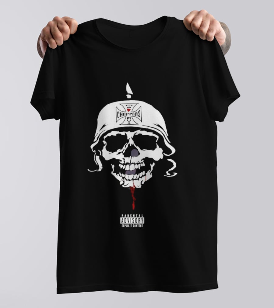 Parental Advisory I Love Choppas NY Skull Helmet T-Shirt