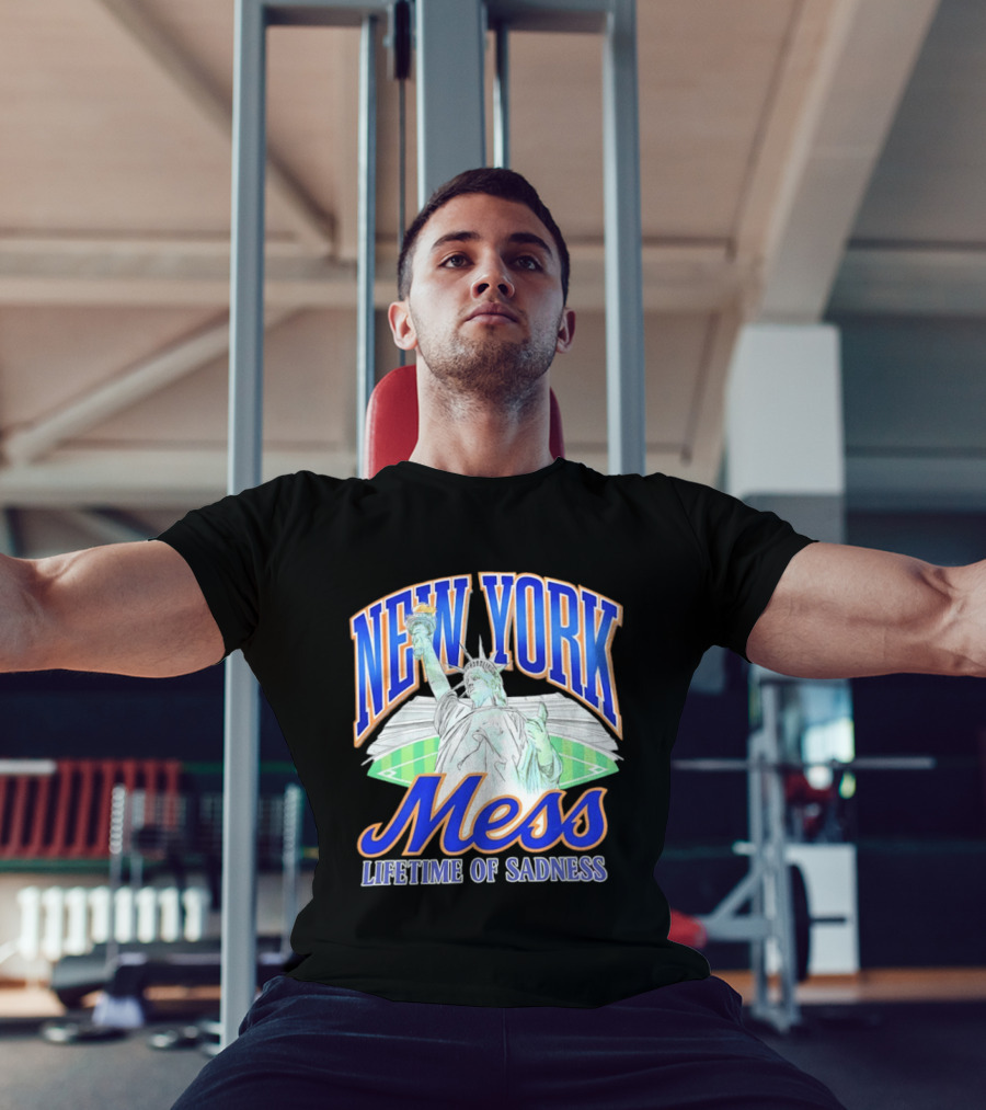 New York Mess Lifetime Of Sadness Baseball Statue Of Liberty T-Shirt