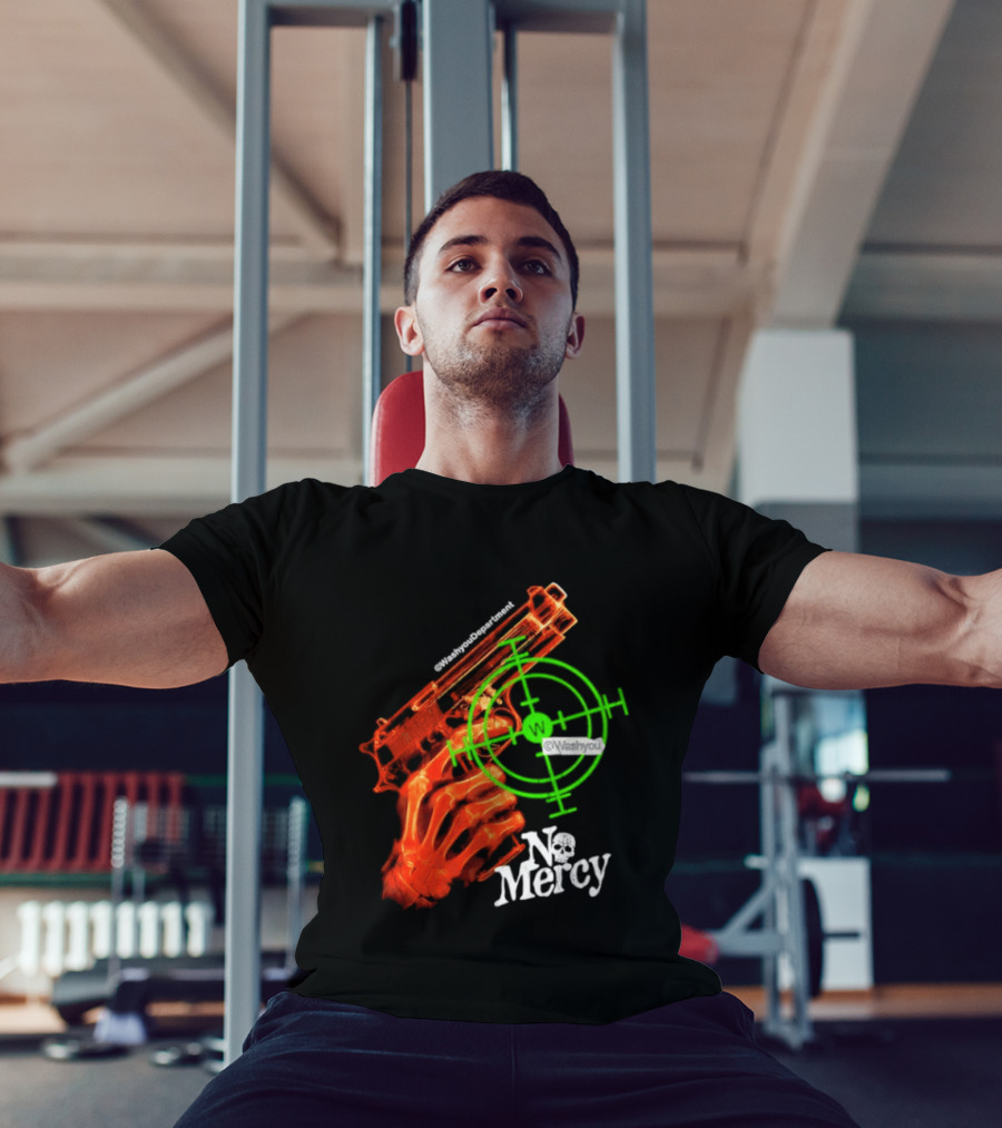 No Mercy Skeleton Hand Gun Green Target Scope T-Shirt