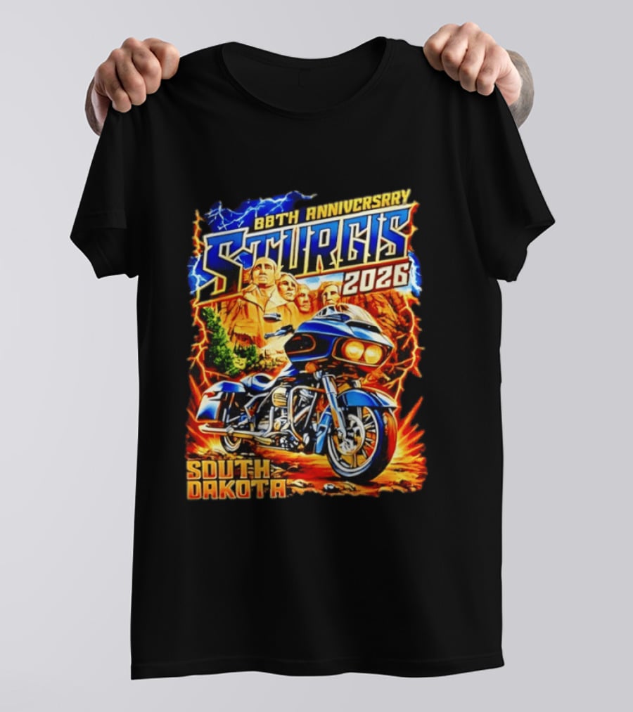 88th Anniversary Sturgis 2026 South Dakota Motorcycle Mount Rushmore T-Shirt