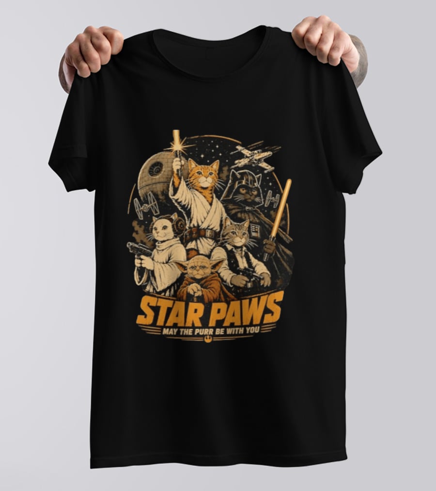 Star Paws May The Purr Be With You Cat Jedi Warriors Star Wars T-Shirt