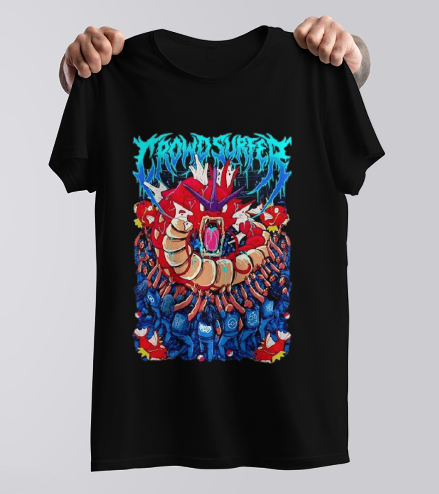 Crowd Surfer Gyarados Magikarp Pokémon Fan Art Concert Scene T-Shirt