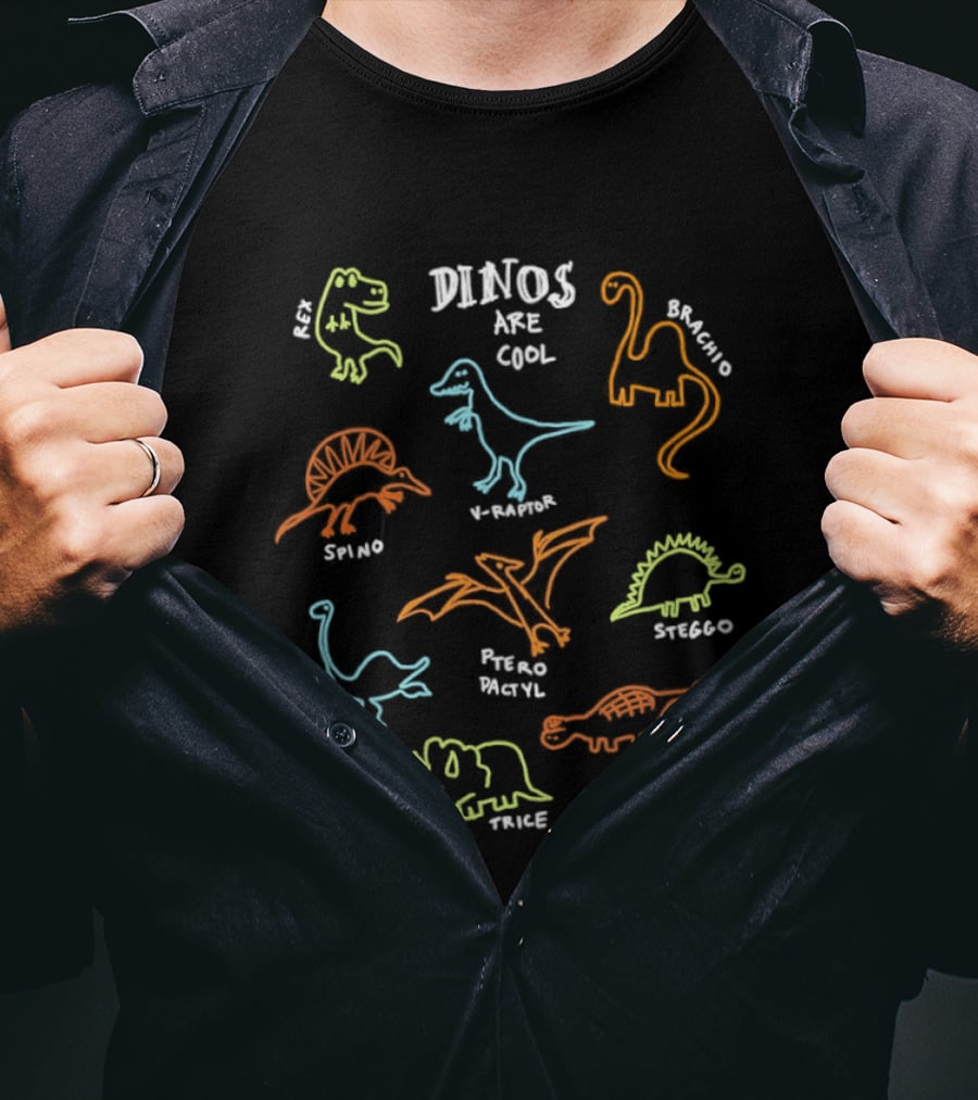 Dinos Are Rex Brachio Cool V Raptor Spino Ptero Pactyl Steggo Plesio Ankly Trice T-Shirt