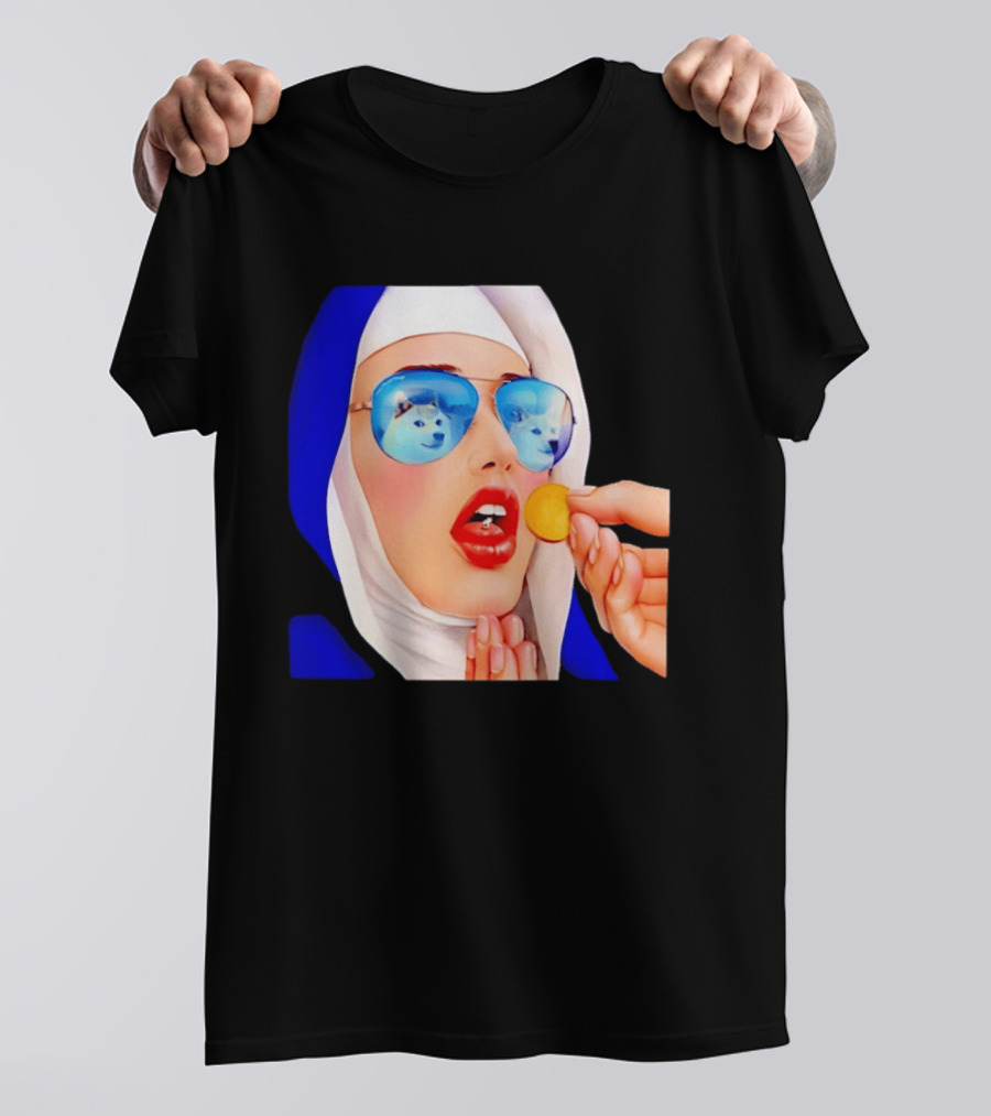 Doge Nun Sunglasses Reflection Communion Meme T-Shirt