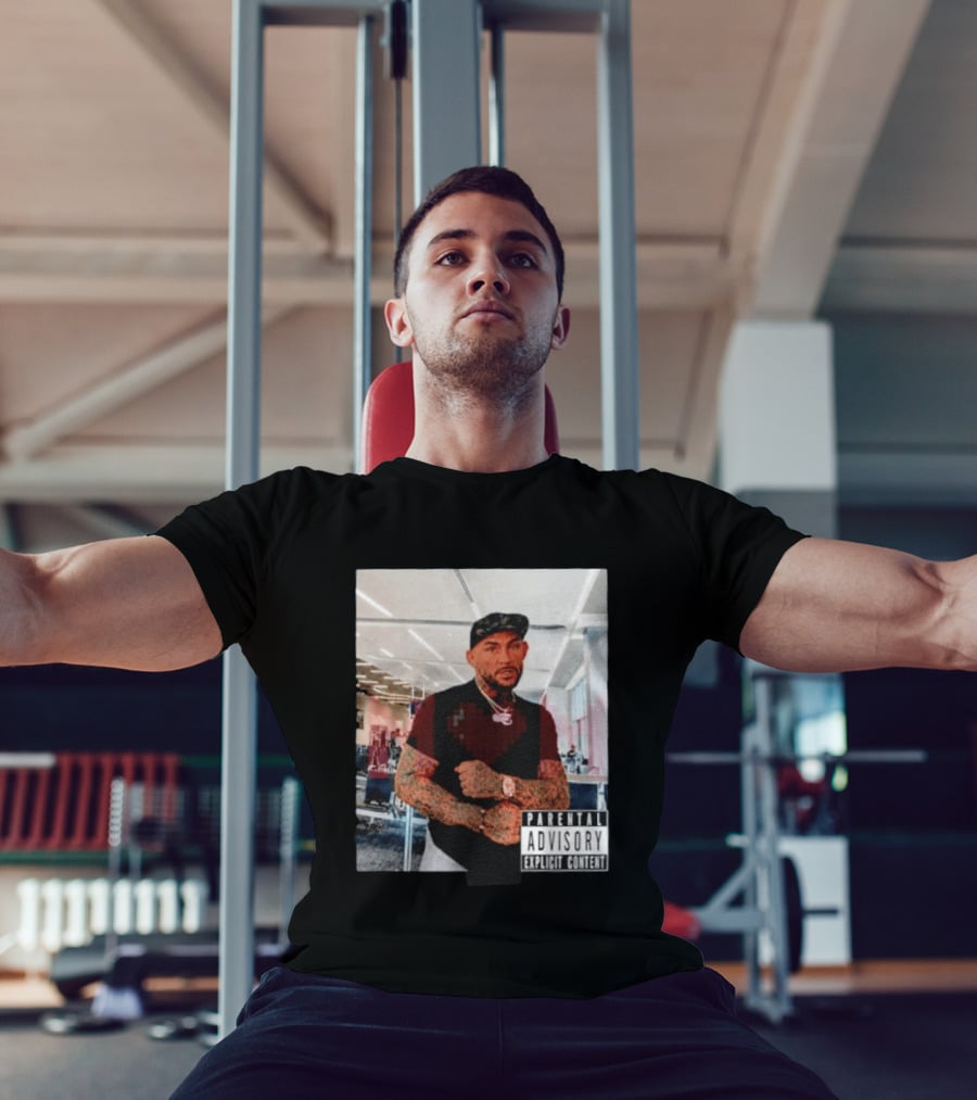 Dustin Poirier Parental Advisory Explicit Content Indoors Tattooed Man With Chain And T-Shirt