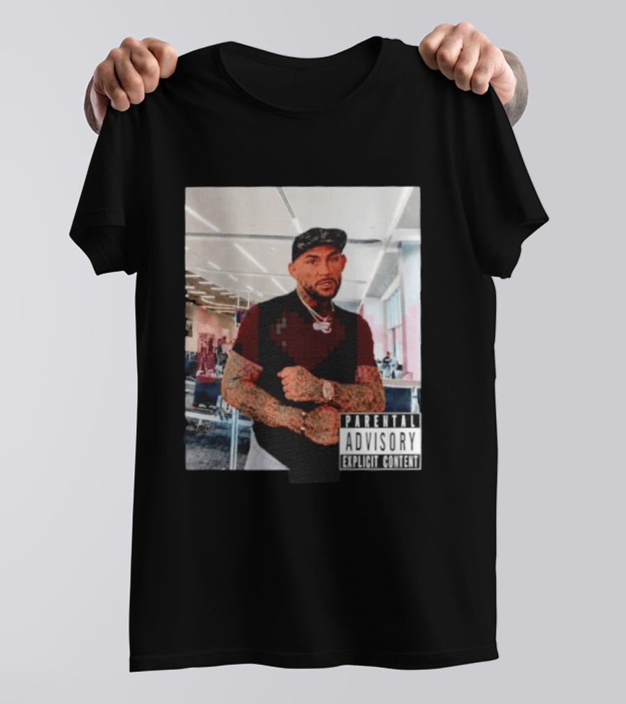 Dustin Poirier Parental Advisory Explicit Content Indoors Tattooed Man With Chain And T-Shirt