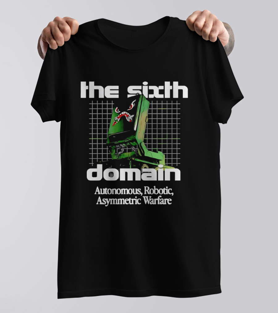 The Sixth Domain Autonomous Robotic Asymmetric Warfare Retro Robot T-Shirt