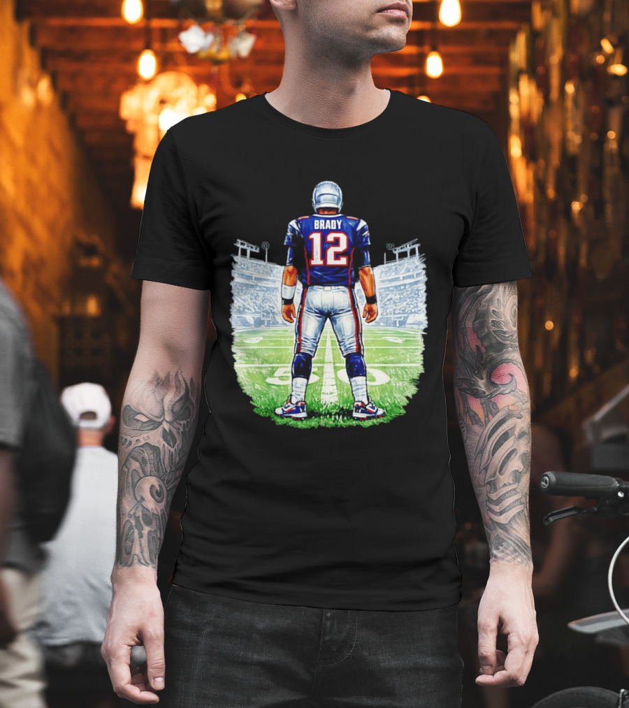 Brady 12 New England Patriots Football Stadium Back View T-Shirt