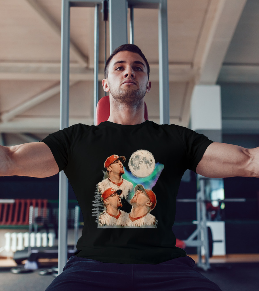 Baseball Player 43 Moon Howling Forest T-Shirt