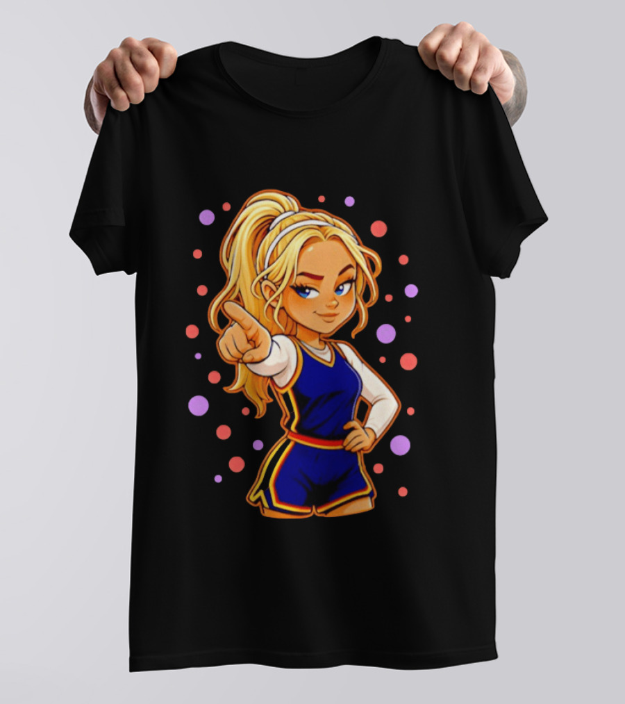 Chibi Sophie Cunningham Pointing In Basketball Uniform With Ponytail T-Shirt