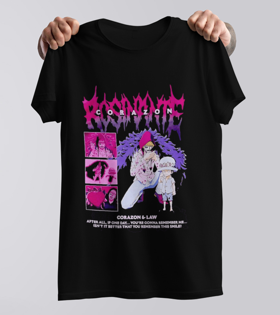Corazon And Law One Piece After All If One Day You're Gonna Remember Me Smile Manga T-Shirt
