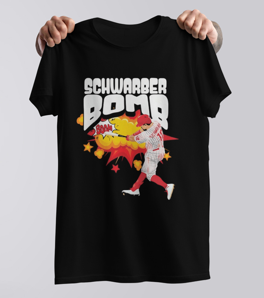 Schwarber Bomb Boom Baseball Philadelphia Phillies Player Action T-Shirt