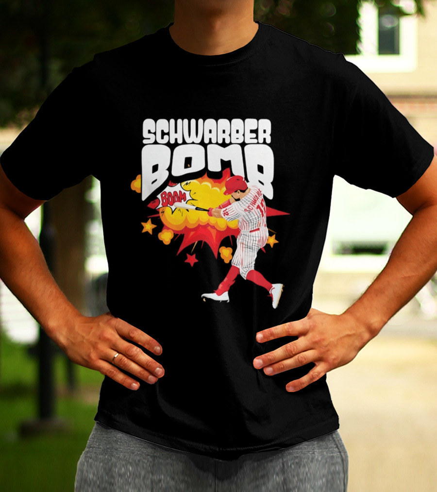 Schwarber Bomb Boom Baseball Philadelphia Phillies Player Action T-Shirt