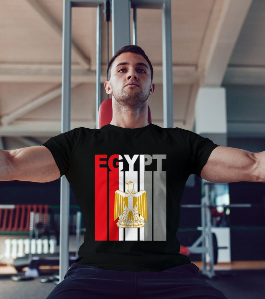 Egypt Flag Colors With Eagle Coat Of Arms T-Shirt