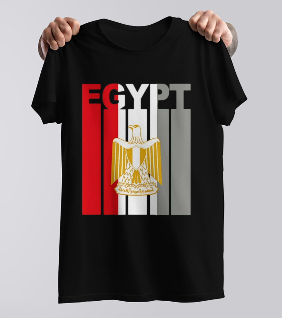 Egypt Flag Colors With Eagle Coat Of Arms T-Shirt