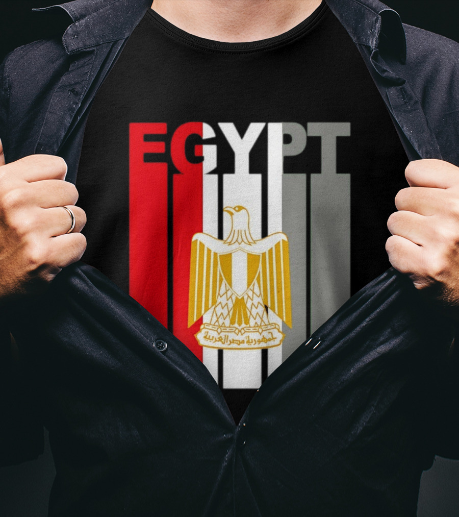 Egypt Flag Colors With Eagle Coat Of Arms T-Shirt