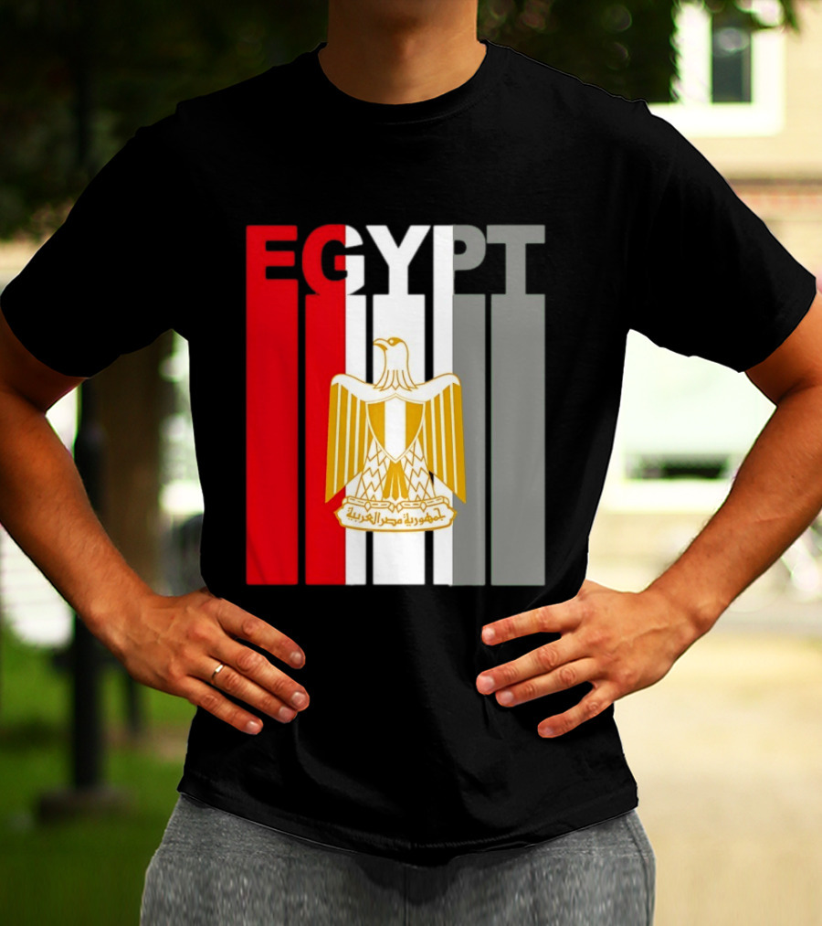 Egypt Flag Colors With Eagle Coat Of Arms T-Shirt