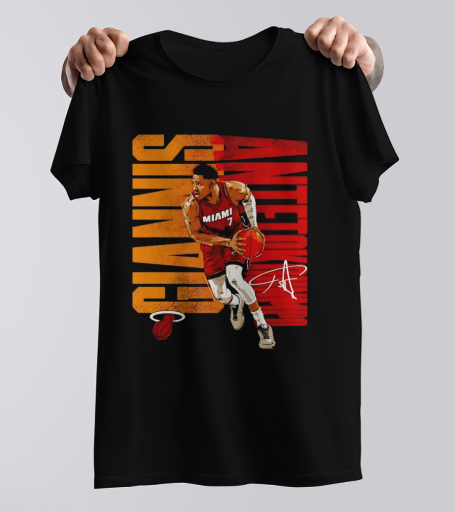 Giannis Antetokounmpo Miami 7 Basketball Running Miami Heat T-Shirt
