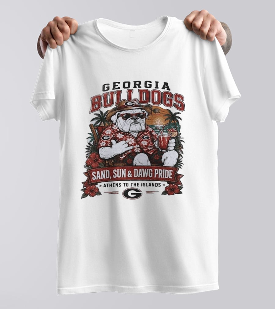 Georgia Bulldogs Sand Sun Dawg Pride Athens To The Islands Tropical Paradise T-Shirt