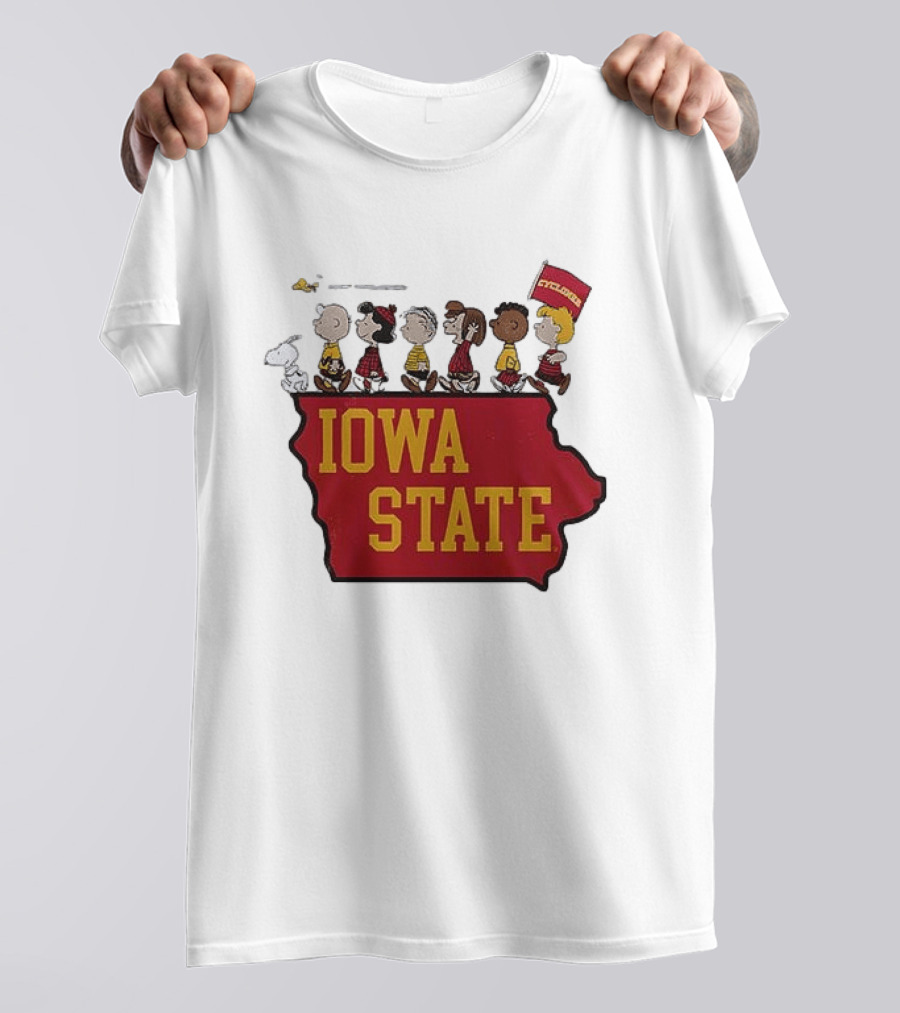 Iowa State Cyclones Peanuts Characters Marching With Snoopy And Friends T-Shirt