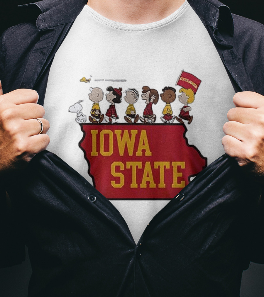 Iowa State Cyclones Peanuts Characters Marching With Snoopy And Friends T-Shirt