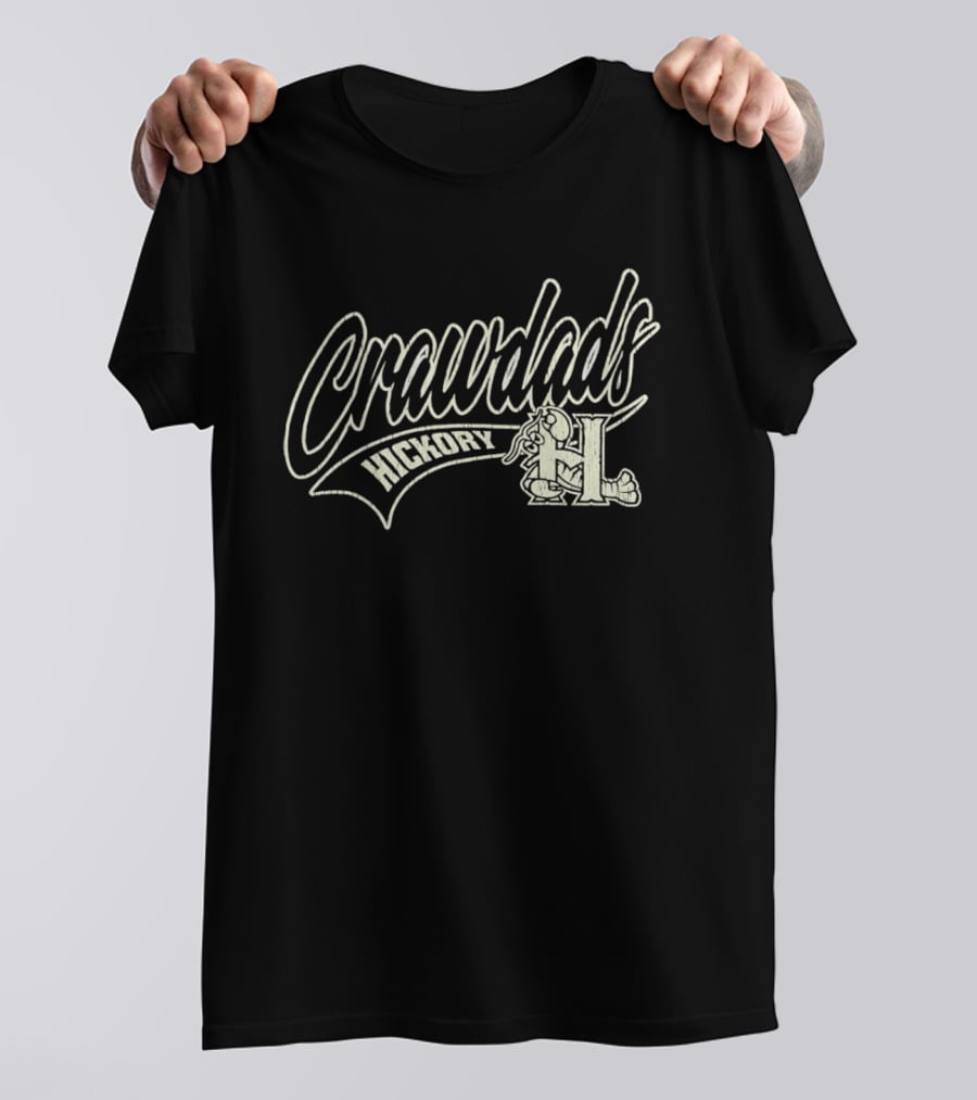 Hickory Crawdads Distressed Logo Minor League Baseball Team T-Shirt