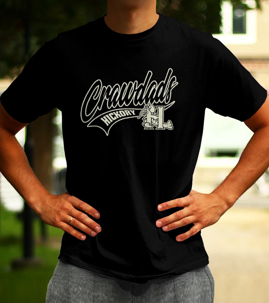Hickory Crawdads Distressed Logo Minor League Baseball Team T-Shirt