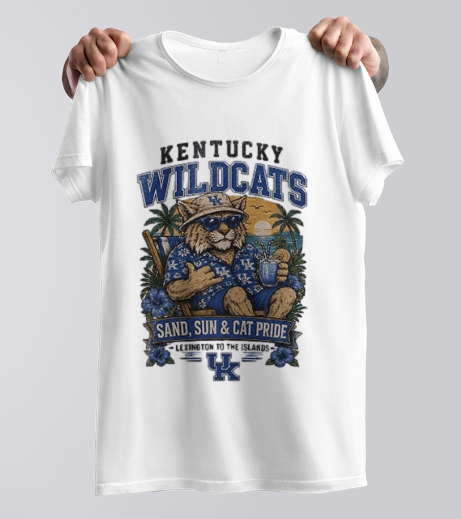 Kentucky Wildcats Sand Sun Cat Pride Paradise Lexington To The Islands T-Shirt