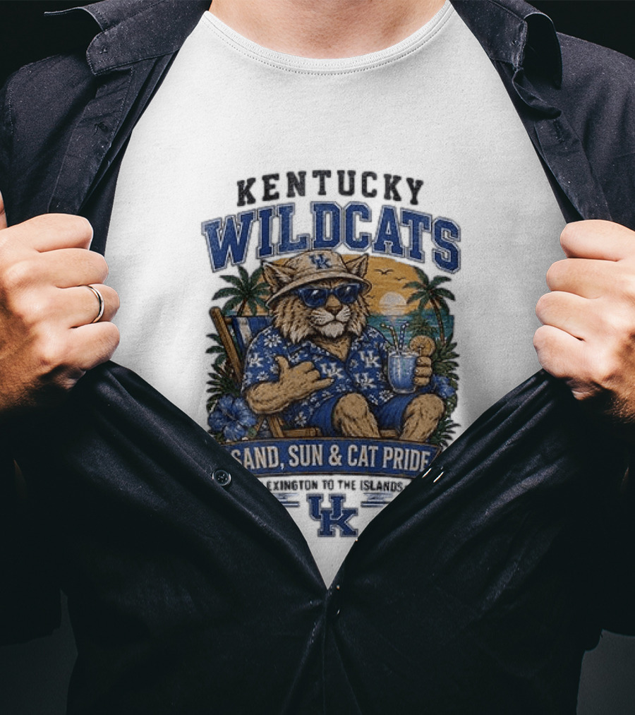 Kentucky Wildcats Sand Sun Cat Pride Paradise Lexington To The Islands T-Shirt