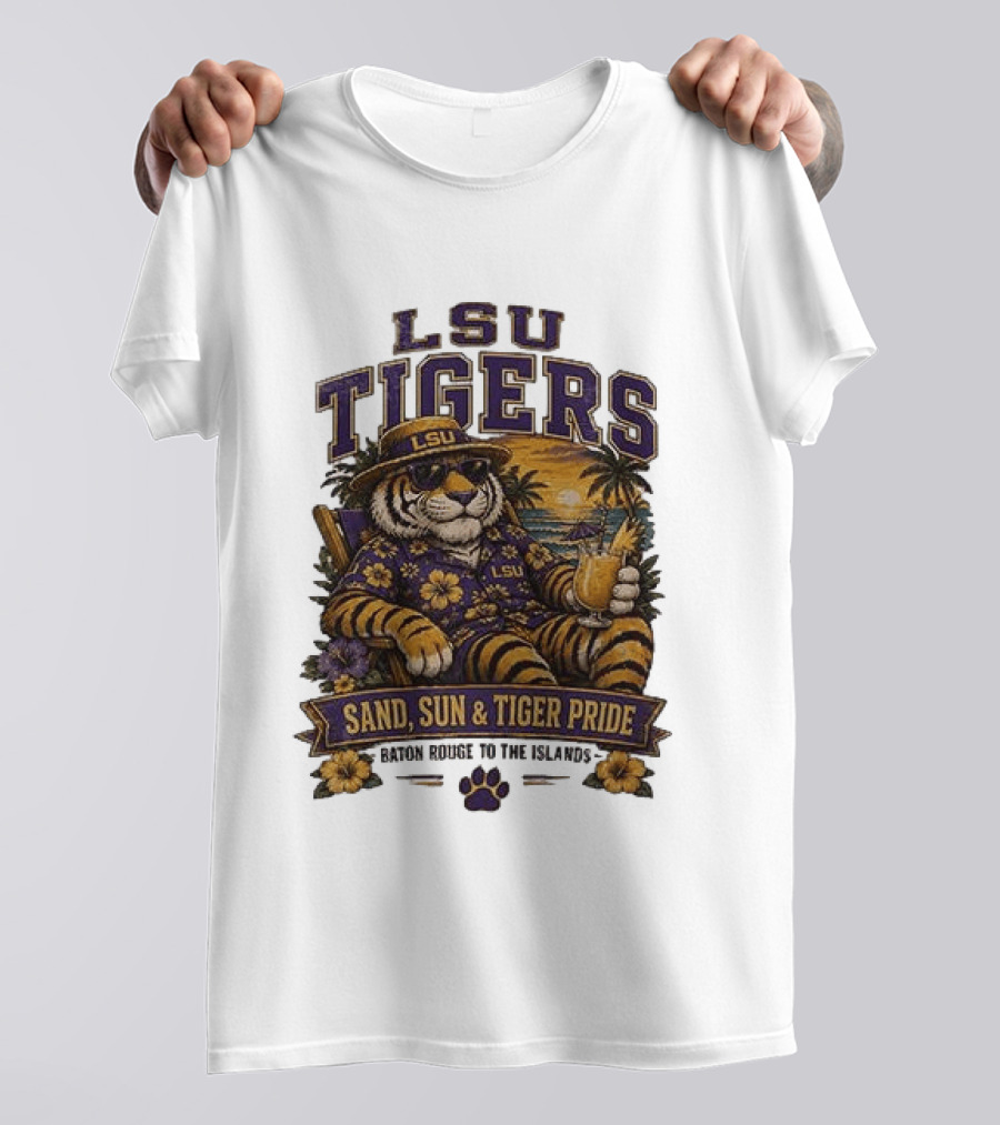 LSU Tigers Sand Sun And Tiger Pride Baton Rouge To The Islands T-Shirt
